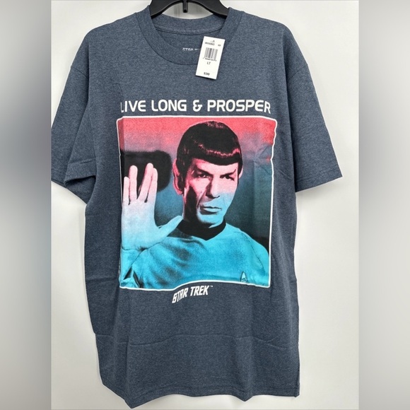 Star Trek The Original Series Spock Poster Tee Shirt Large Tall NEW - Picture 1 of 3